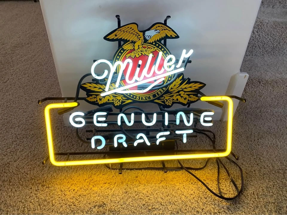 Vintage Miller Genuine Draft Neon Sign with Rare Eagle