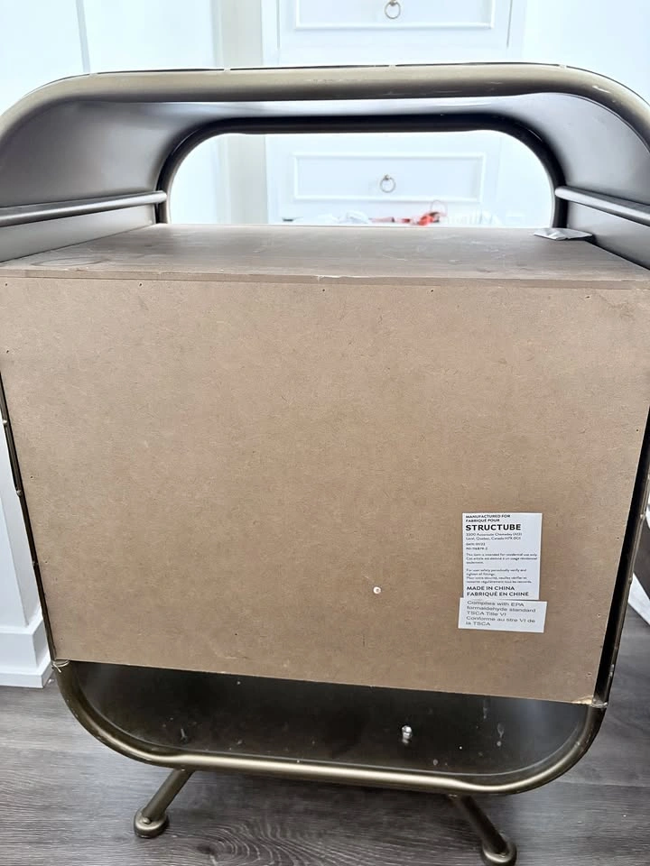 Powder-coated iron nightstand