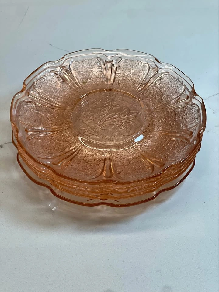 Vintage Jeannette Pink Depression Glass Saucers - Set of 5 - photo 2