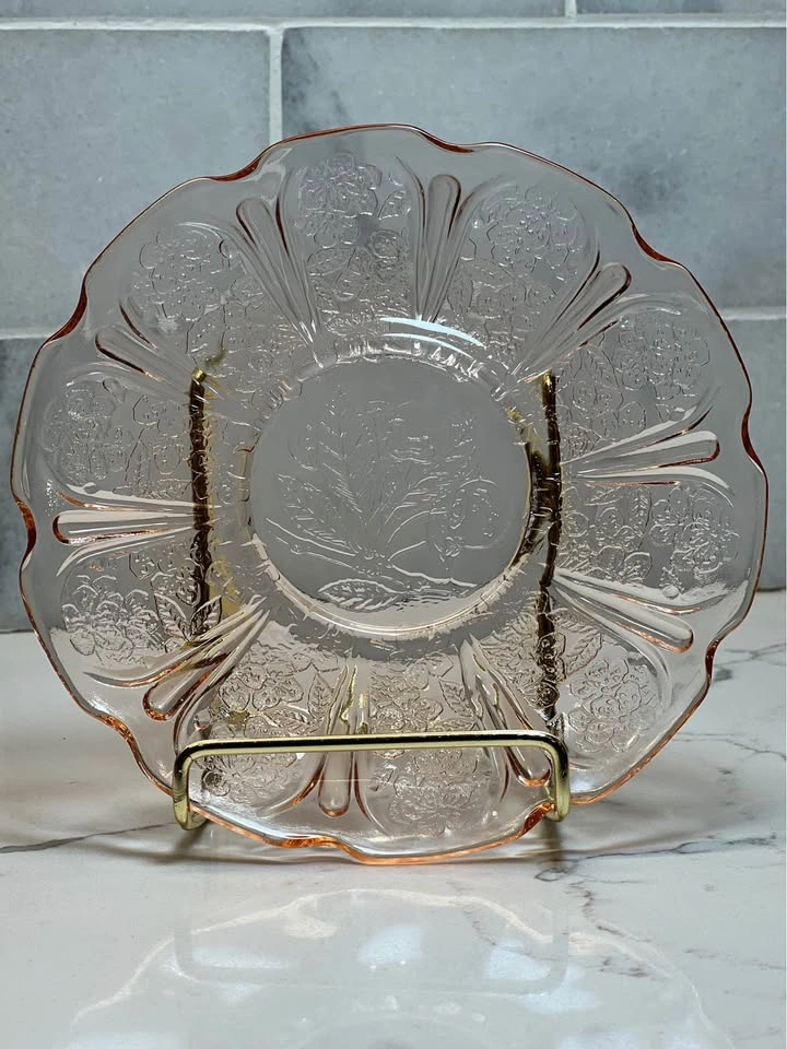 Vintage Jeannette Pink Depression Glass Saucers - Set of 5 - photo 3
