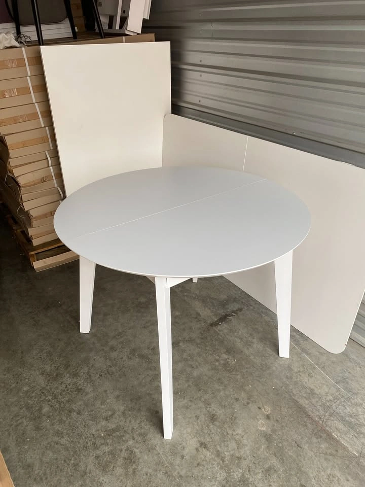 Round Extendable Dining Table - White - 39" to 54" - NEW - photo 4