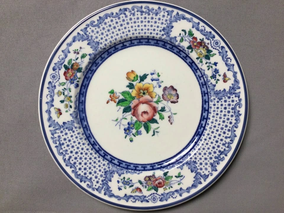 Cauldon China Plates  Center Blue Net Trim 6.5" & 5.5", $10 each - photo 2