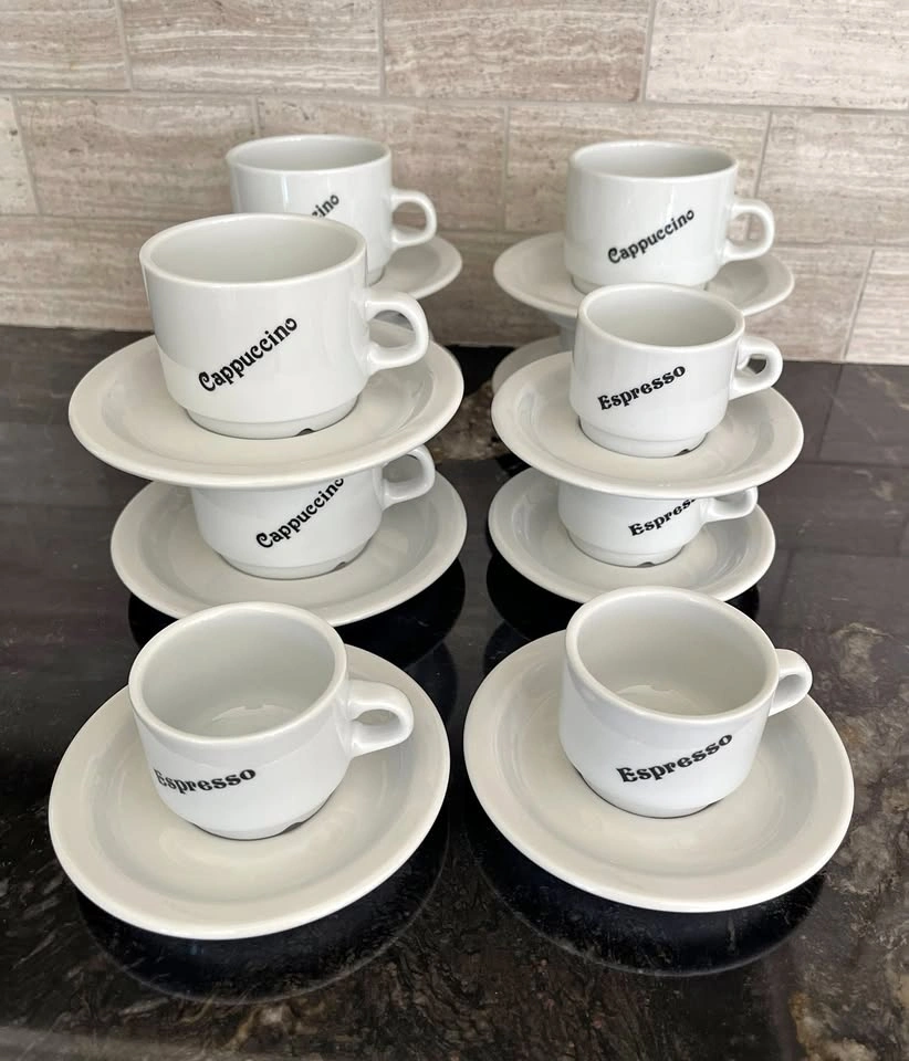 Cappuccino & Espresso Cup Set with Saucers – 20 Pieces – Moving