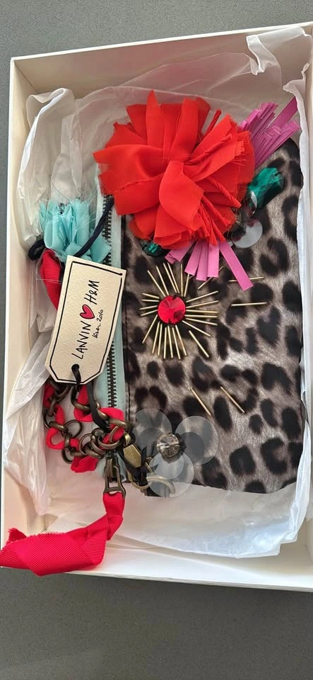 Lanvin x H & M Collab Leopard Print Zip Clutch