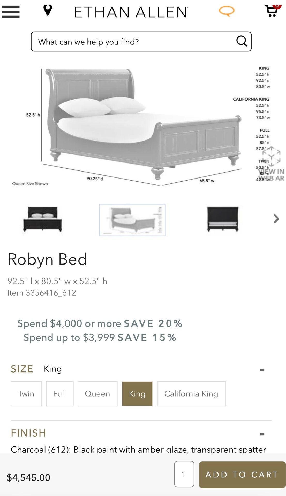 King Sleigh Bed Frame - photo 2