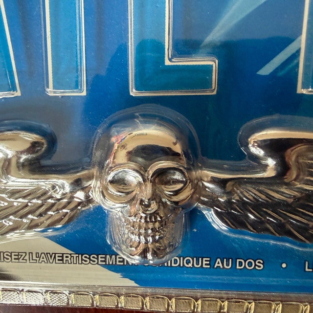 Skull Wing Motorcycle License Plate Mount – Chrome Metal (NOS) - photo 2