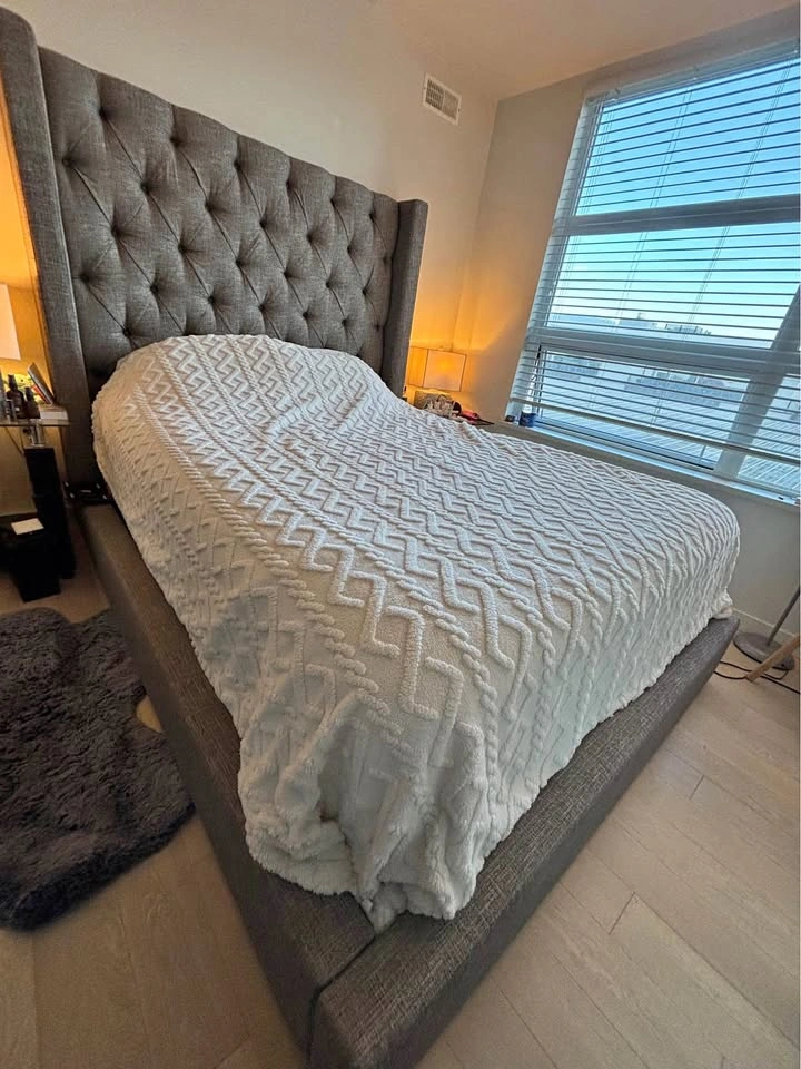 Queen Tufted Bed Frame W/ Box Spring