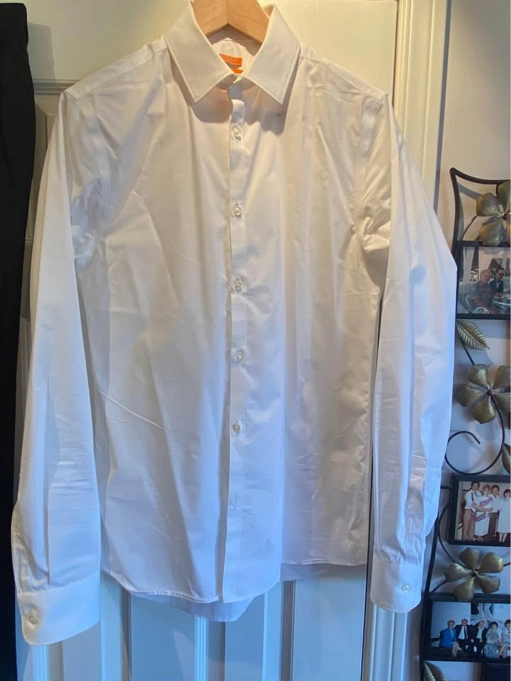 EGARA White Skinny Fit Stretch Dress Shirt 15 34/35 & Pants - photo 2