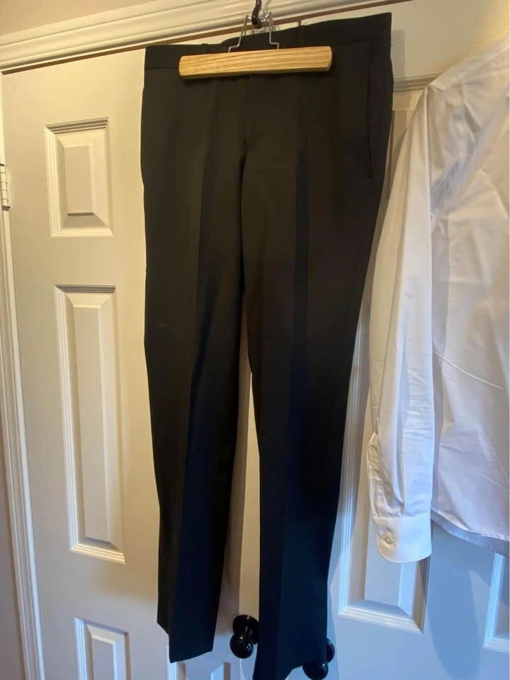 EGARA White Skinny Fit Stretch Dress Shirt 15 34/35 & Pants - photo 5