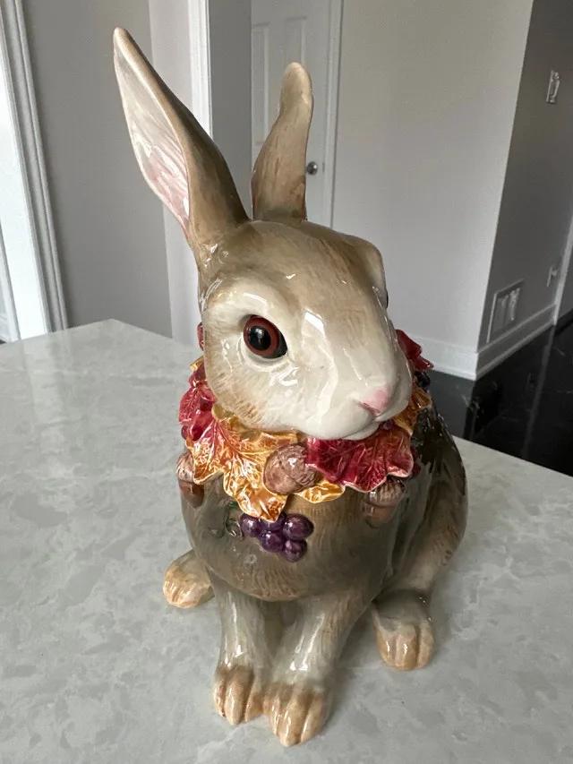 Fitz and Floyd Ceramic Rabbit Cookie Jar - photo 2