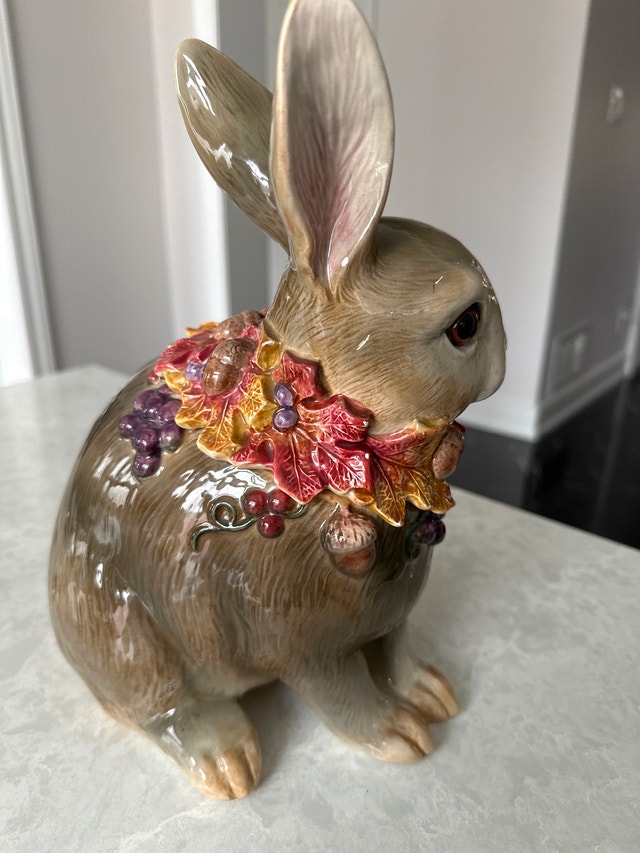 Fitz and Floyd Ceramic Rabbit Cookie Jar - photo 3