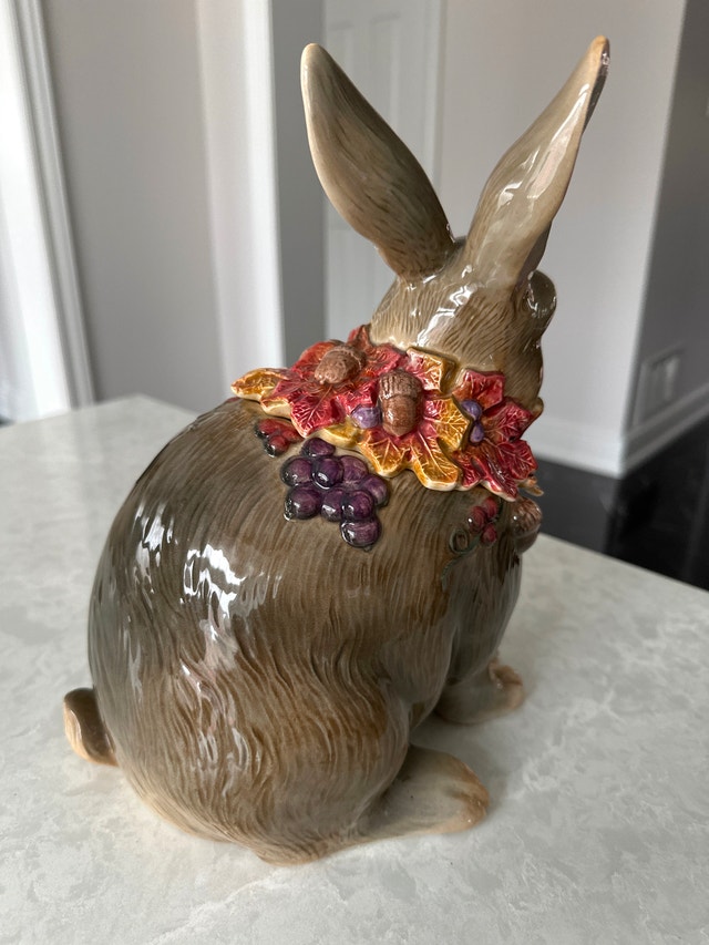 Fitz and Floyd Ceramic Rabbit Cookie Jar - photo 4