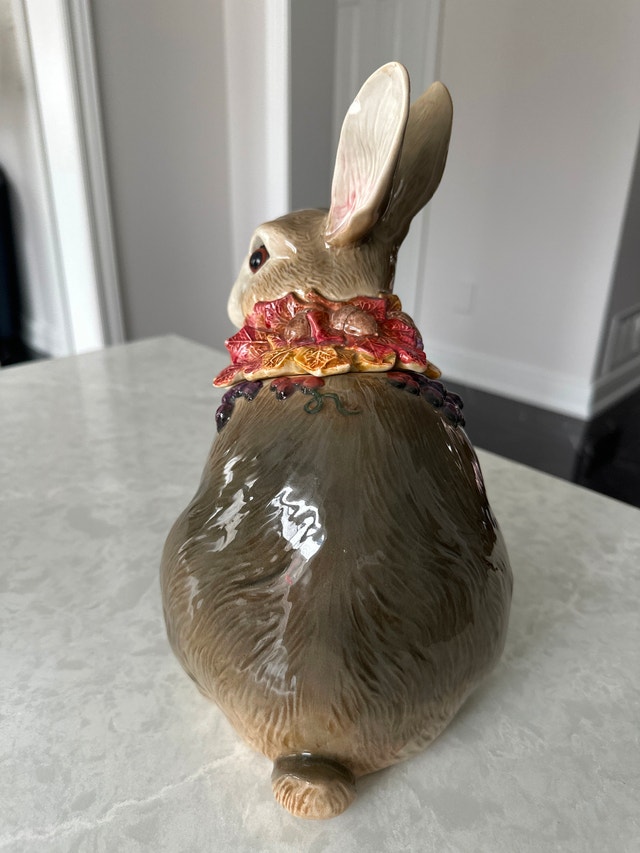 Fitz and Floyd Ceramic Rabbit Cookie Jar - photo 5
