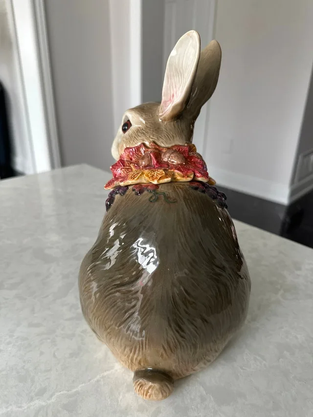 Fitz and Floyd Ceramic Rabbit Cookie Jar - photo 5