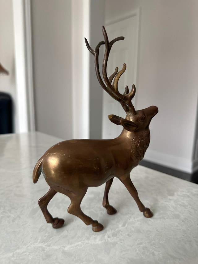 Solid brass VTG deer figurine, stag or reindeer - photo 4