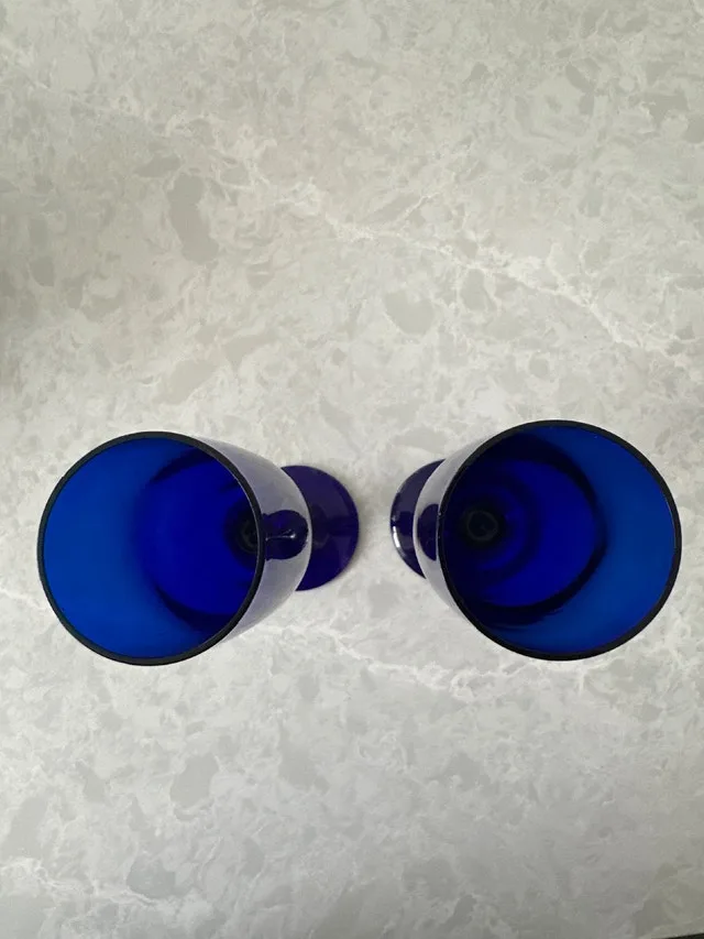 Cobalt Blue Champagne Glasses. Set of two. - photo 2