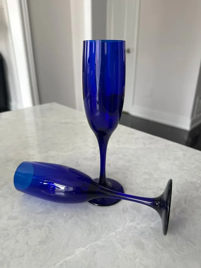 Cobalt Blue Champagne Glasses. Set of two. - photo 4
