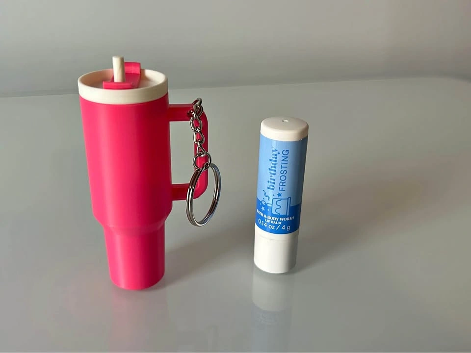 Mini Tumbler Lip Balm Holder Keychain – 3D Printed
