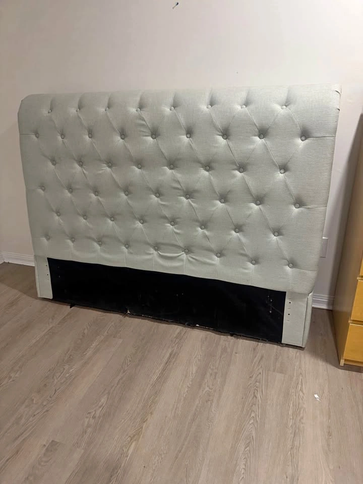Beautiful light grey tufted Queen Sized Headboard