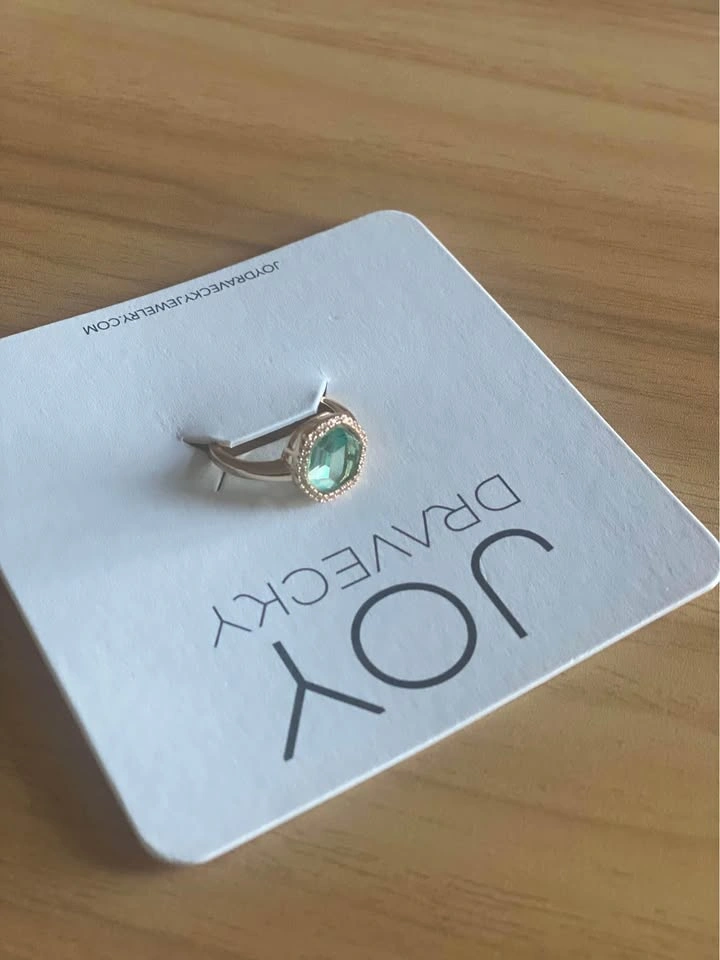Joy Dravecky Chloe Hexagon Green Stone Gold Plated Brass Ring NE - photo 2