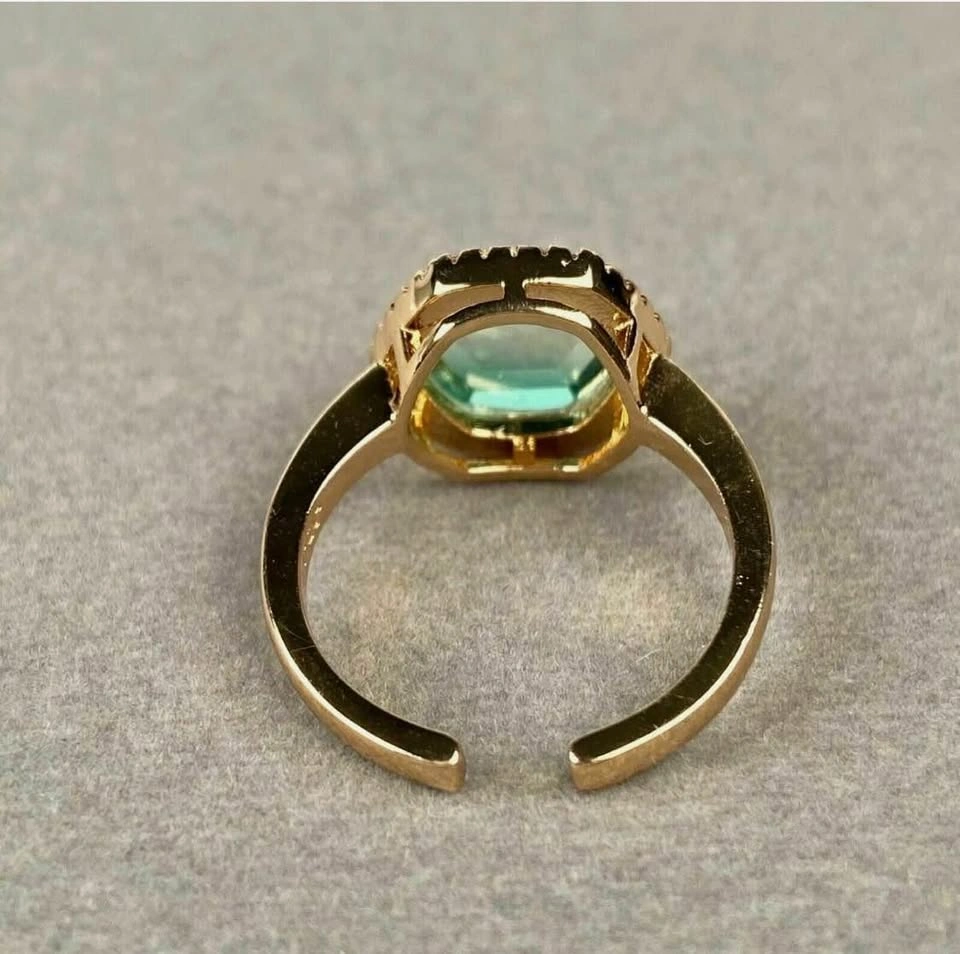 Joy Dravecky Chloe Hexagon Green Stone Gold Plated Brass Ring NE - photo 4