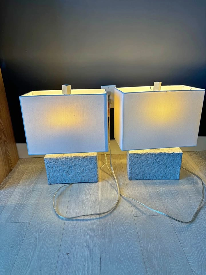 Faux Stone Table Lamps - Set of 2