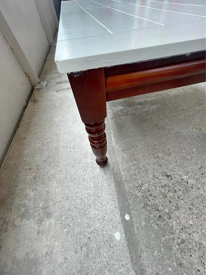 Farmhouse White Top Dark Wood Coffee Table / Bench