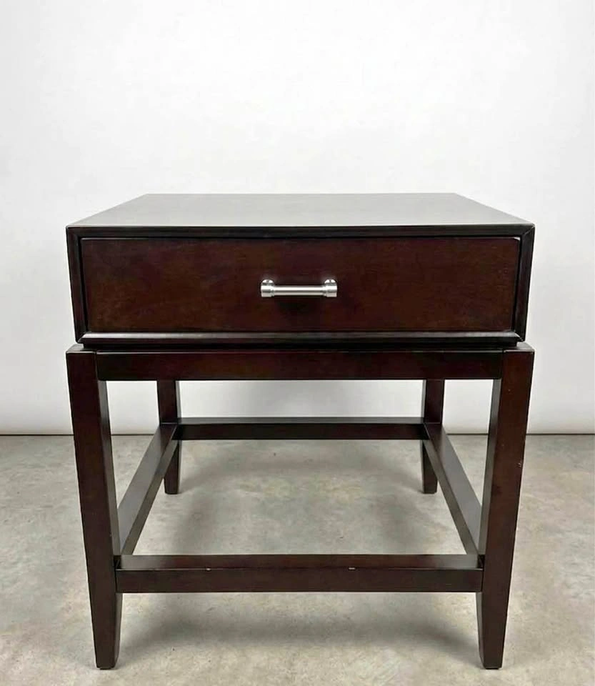 Dark brown end table with drawer