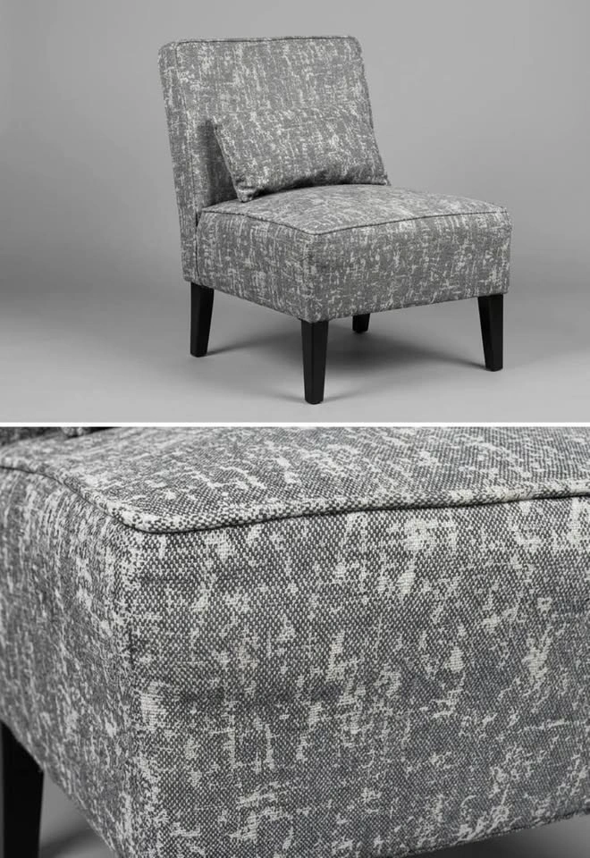 Grey Patterned Slipper Chair w/ Pillow - photo 2