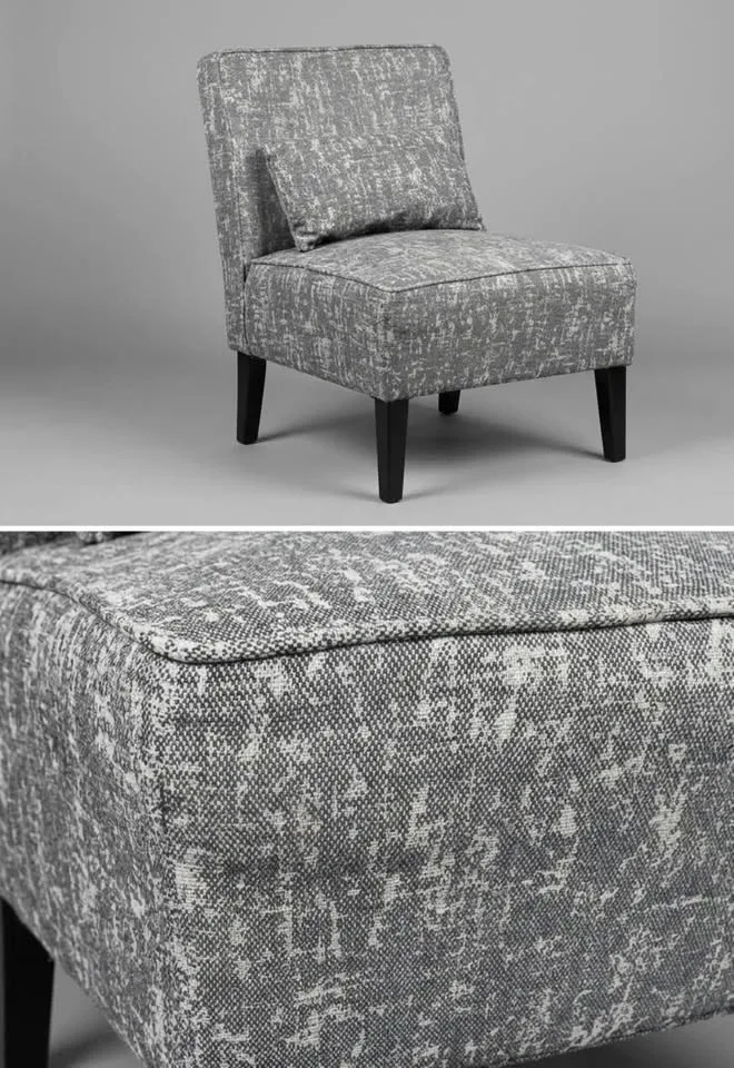 Grey Patterned Slipper Chair w/ Pillow - photo 2