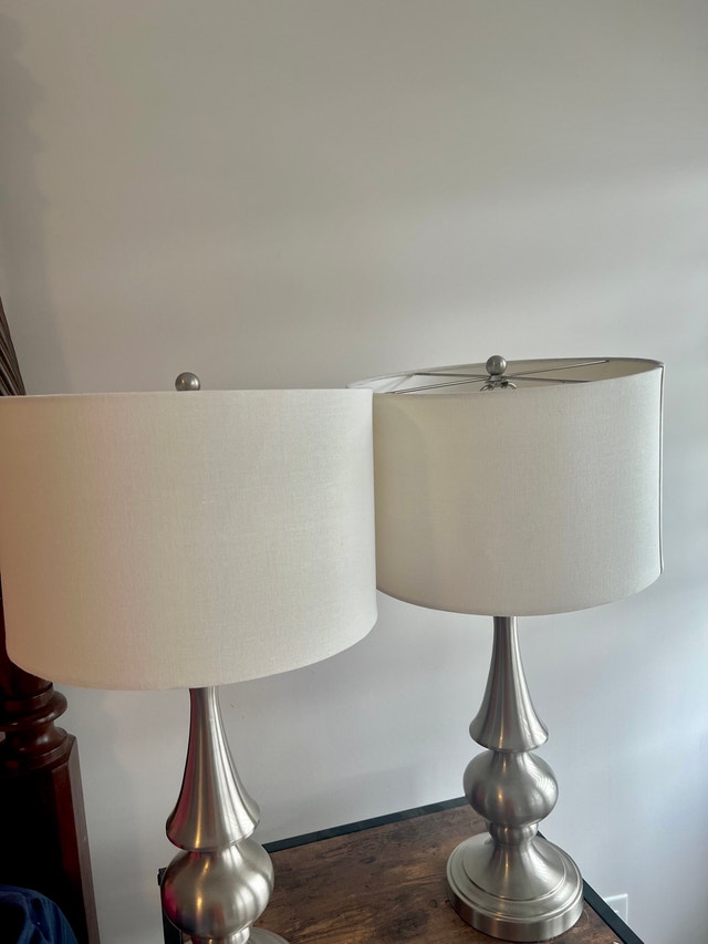 Set of 2 Brushed Nickel Table Lamps