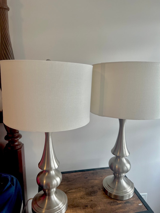 Set of 2 Brushed Nickel Table Lamps - photo 2