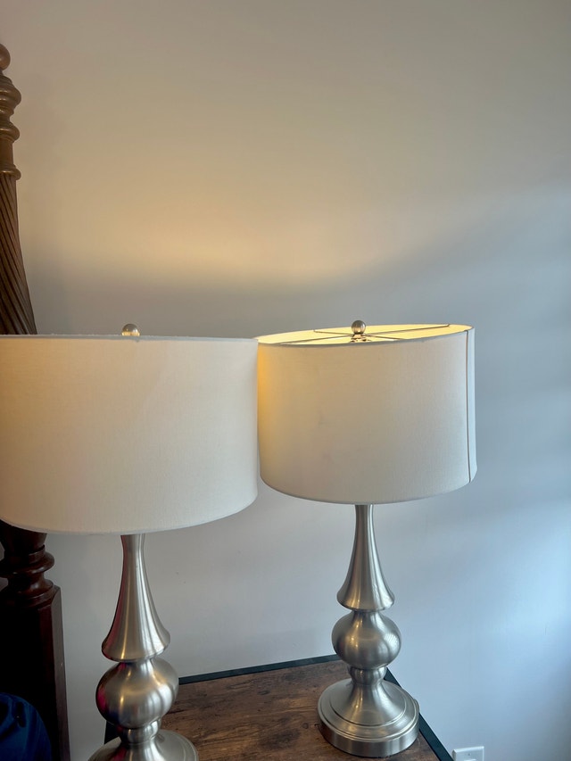 Set of 2 Brushed Nickel Table Lamps - photo 3