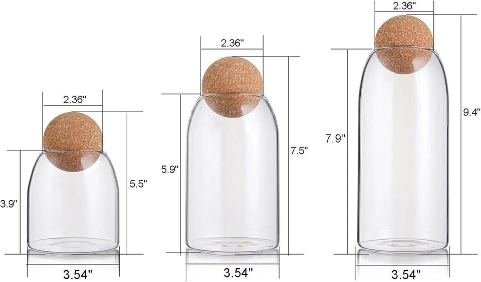 Set of 3 Glass Storage Jars with Cork Lids - photo 2