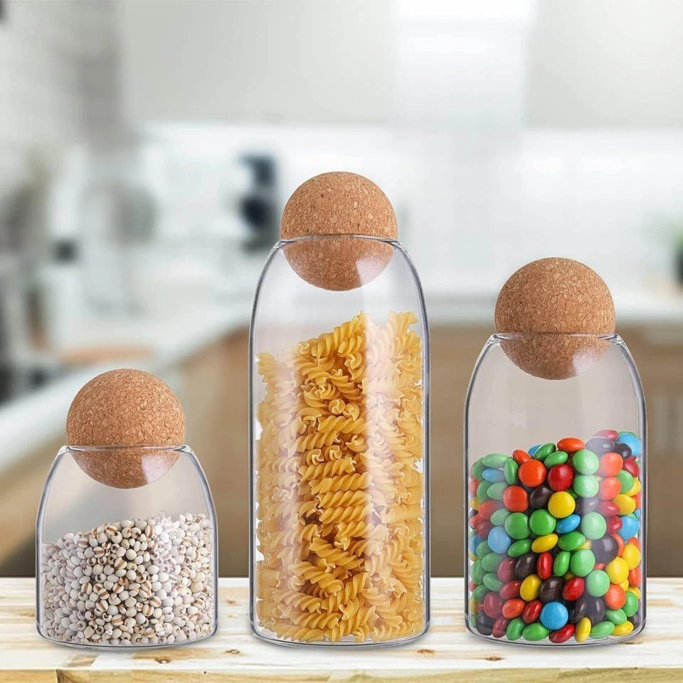 Set of 3 Glass Storage Jars with Cork Lids - photo 4
