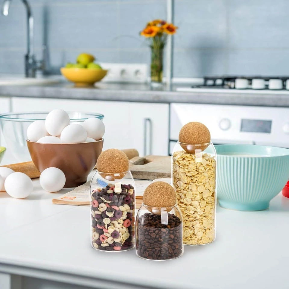Set of 3 Glass Storage Jars with Cork Lids - photo 5