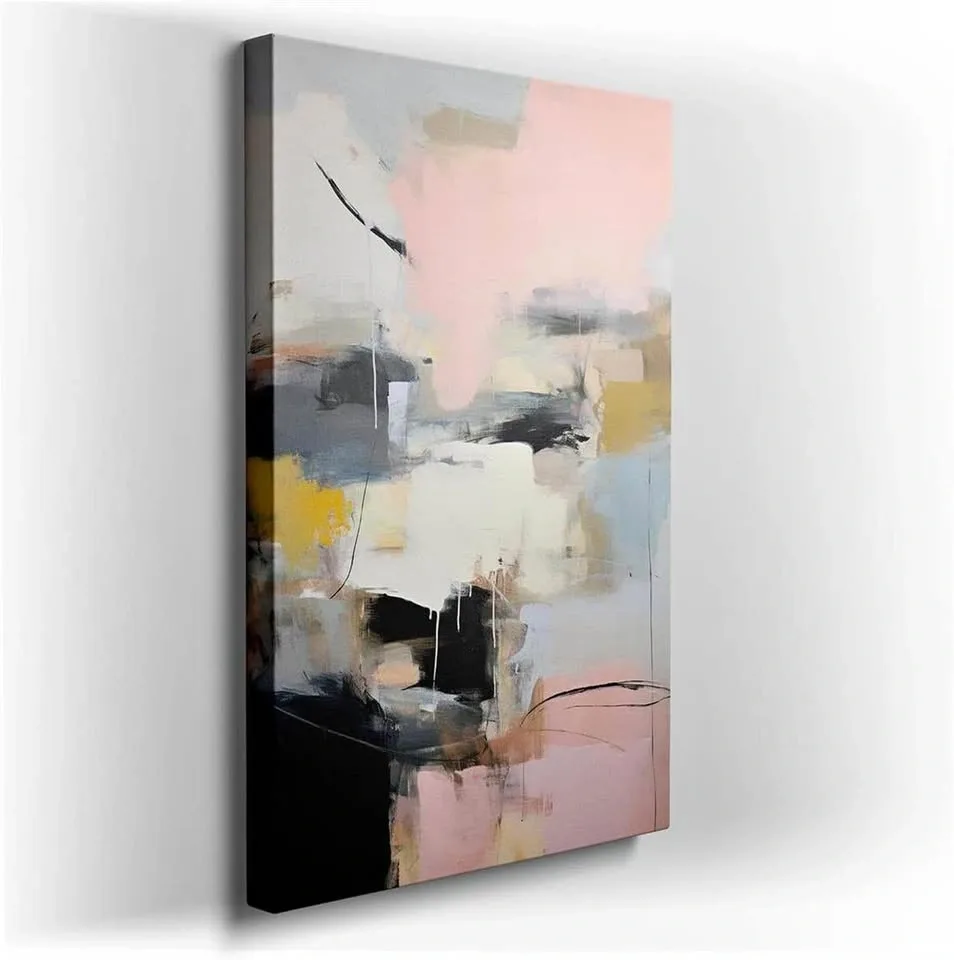 Canvas Art Decor: Symphony Of Soft Pinks, Deep Blacks