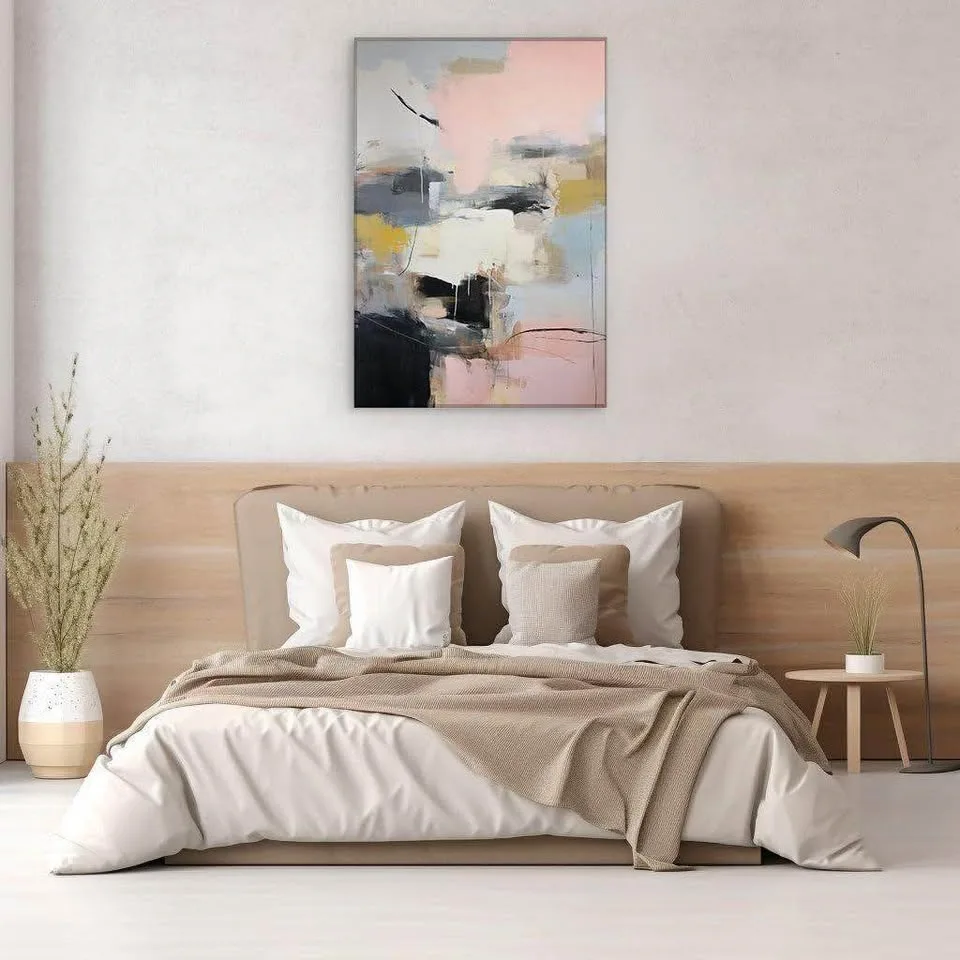 Canvas Art Decor: Symphony Of Soft Pinks, Deep Blacks - photo 2