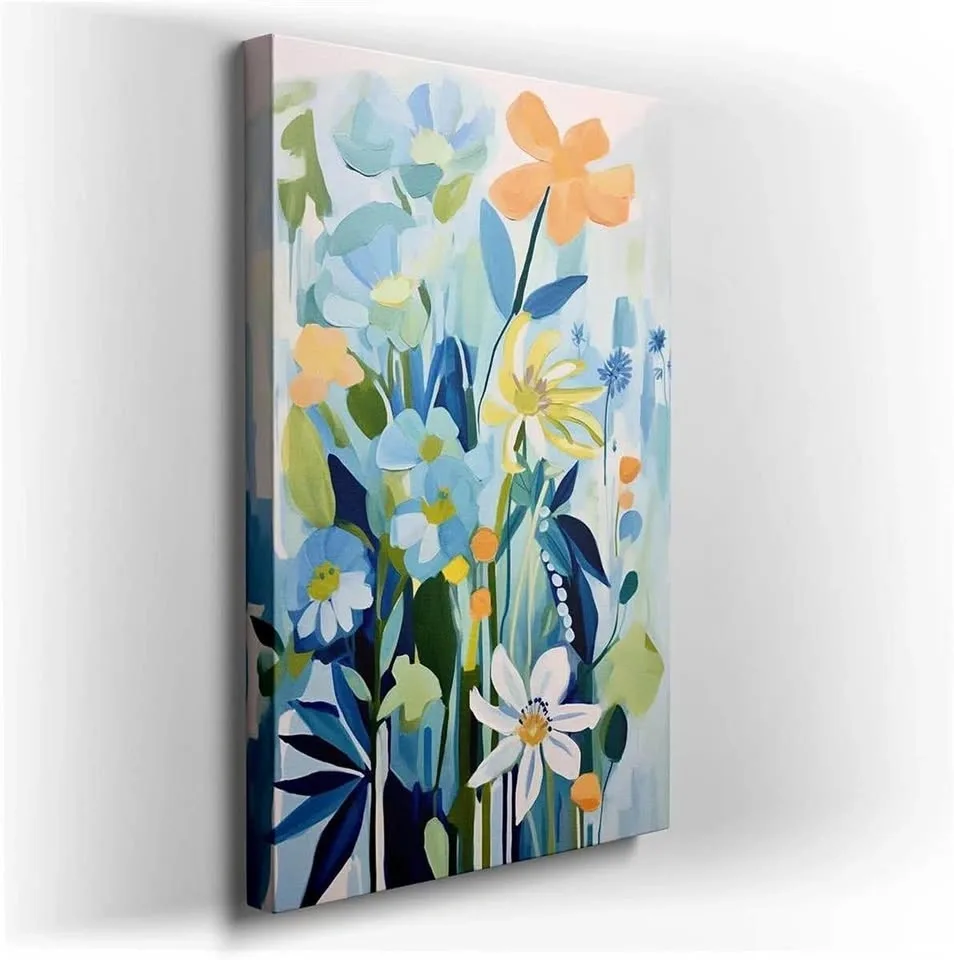 Vivid Celebration of Nature's Splendor Blue/Orange Flowers Large