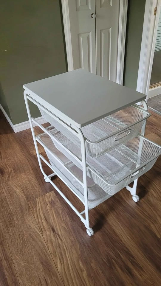 White Mesh Rolling Storage Cart with Drawers - photo 3