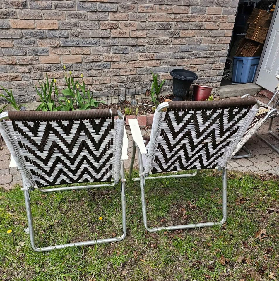 Vintage Macrame Woven Lawn Chair Set - photo 2