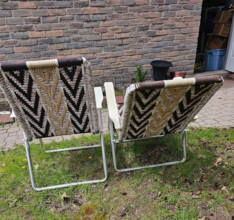 Vintage Retro Macrame Folding Chairs Set - photo 2