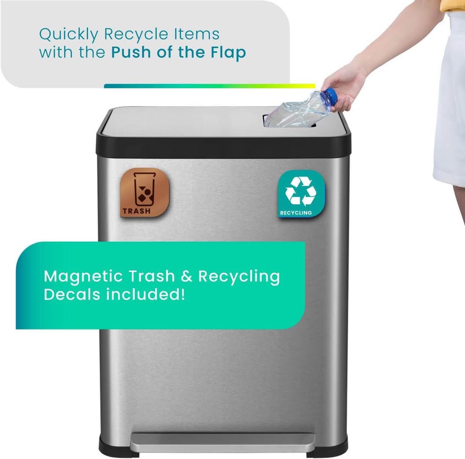 Trash & recycling can • 19gal, 70L • Stainless steel - photo 4