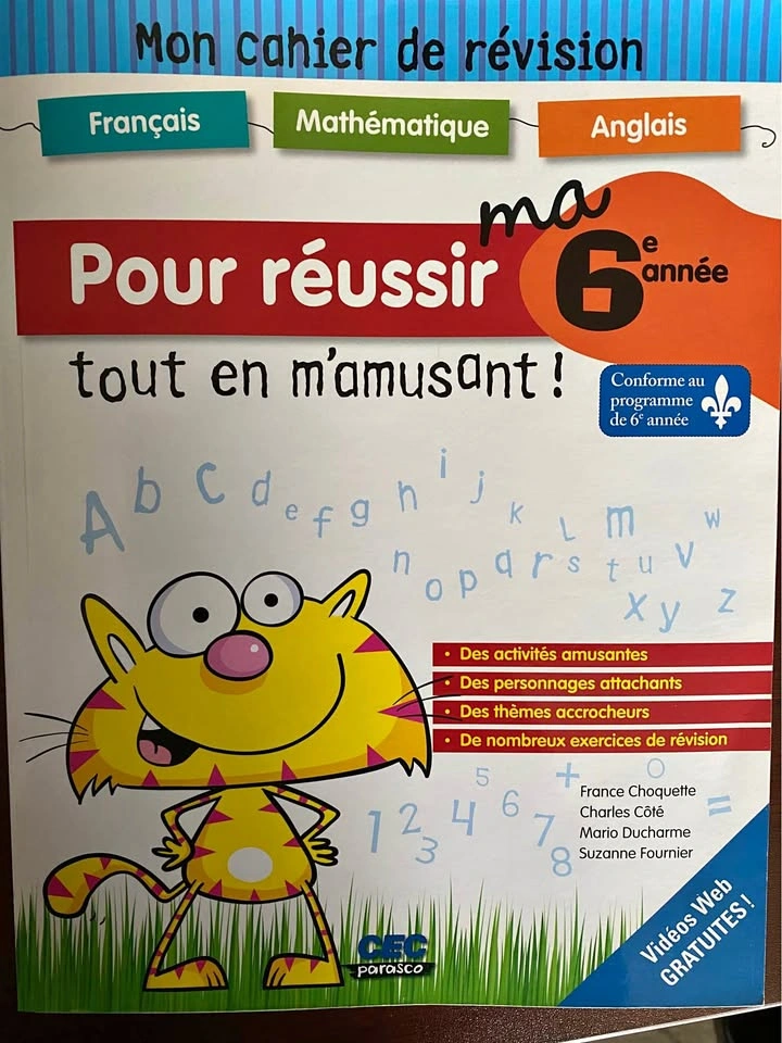 6th Grade French Math English Revision Workbook CEC parasco