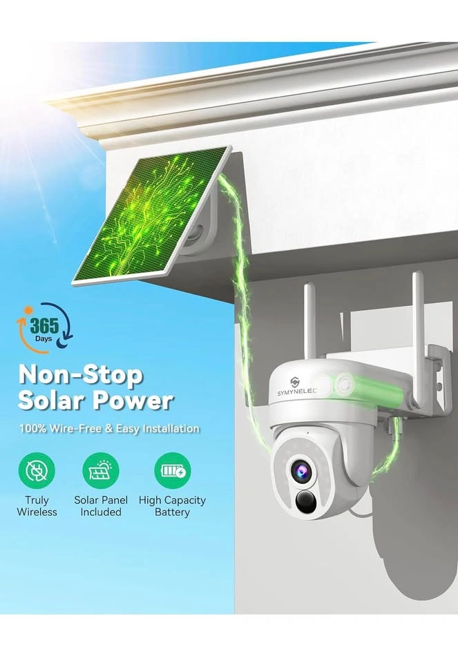 SYMYNELEC Solar Security Camera 360° Wireless Outdoor 2K - photo 2