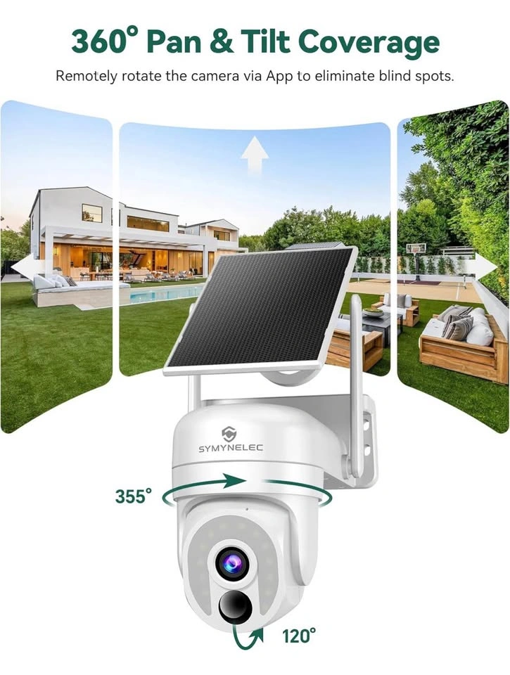 SYMYNELEC Solar Security Camera 360° Wireless Outdoor 2K - photo 4