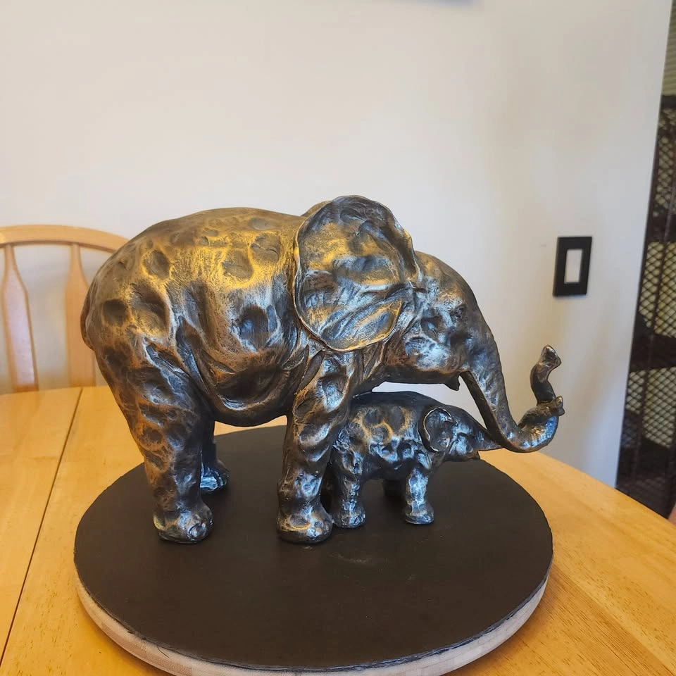 Big Momma, An Elephant and Baby Calf Statuette, Decorative - photo 3