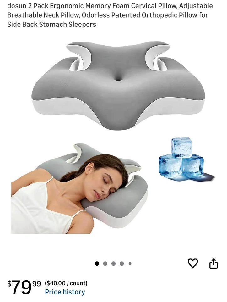(New)2*Pack Adjustable Ergonomic Memory Foam Cervical Pillow