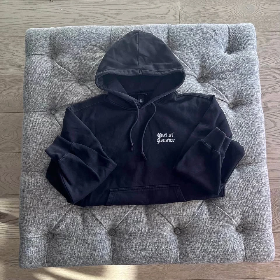 H&M "Out Of Service" Gothic Graphic Print Hoodie - Black - S