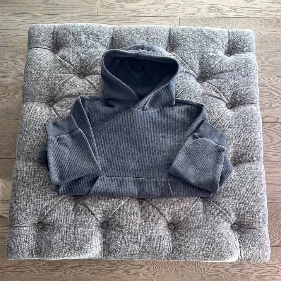 H&M "Soho Heights" Ribbed Hoodie - Grey - Size S